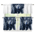 Watercolor Wolf Portrait Print 3 Piece Kitchen Curtains