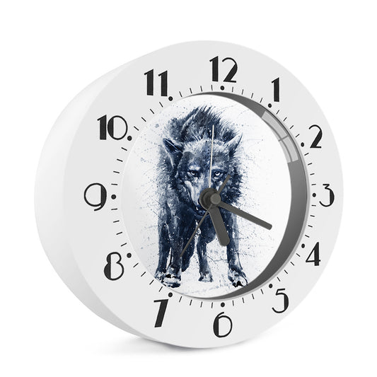 Watercolor Wolf Portrait Print Alarm Clock
