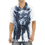Watercolor Wolf Portrait Print Aloha Shirt