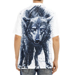 Watercolor Wolf Portrait Print Aloha Shirt