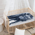 Watercolor Wolf Portrait Print Baby Crib Sheet