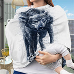 Watercolor Wolf Portrait Print Baby Seat Cover