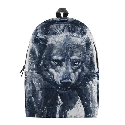 Watercolor Wolf Portrait Print Backpack