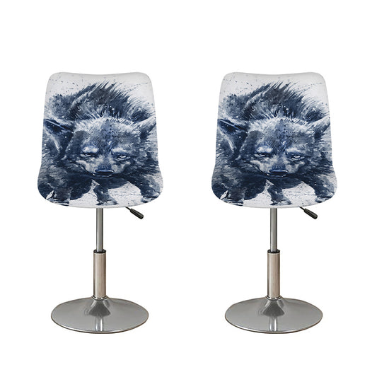 Watercolor Wolf Portrait Print Bar Stool Covers