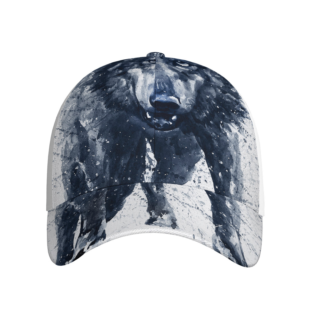 Watercolor Wolf Portrait Print Baseball Cap