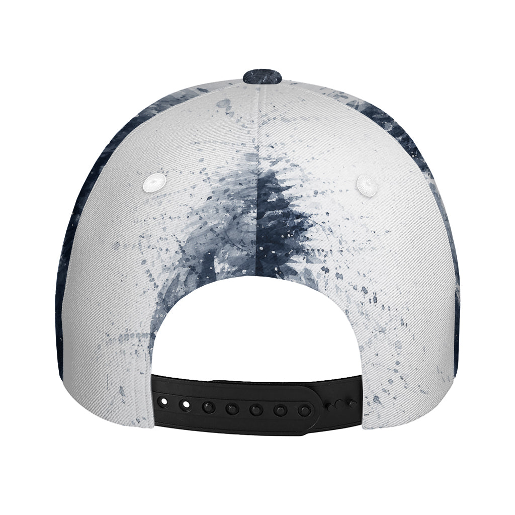 Watercolor Wolf Portrait Print Baseball Cap