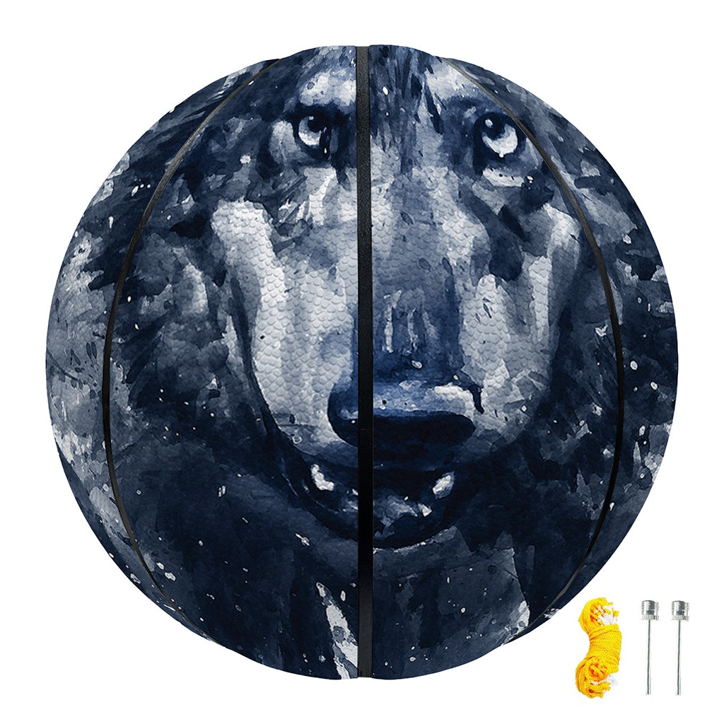 Watercolor Wolf Portrait Print Basketball
