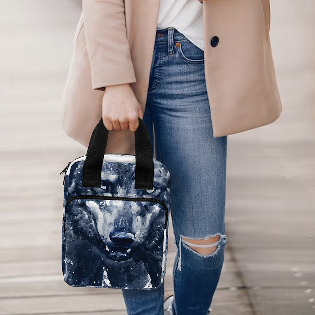 Watercolor Wolf Portrait Print Bible Tote Bag