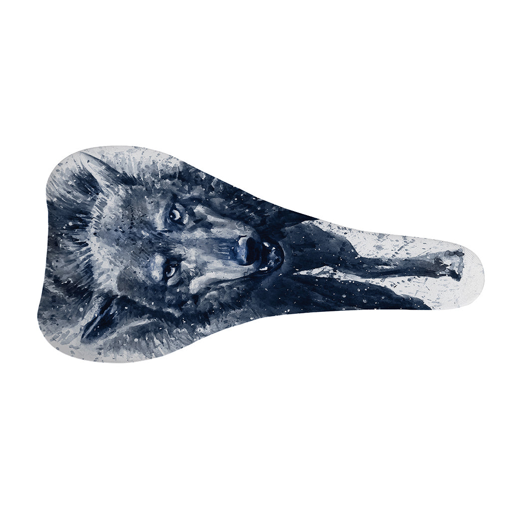 Watercolor Wolf Portrait Print Bicycle Seat Cover