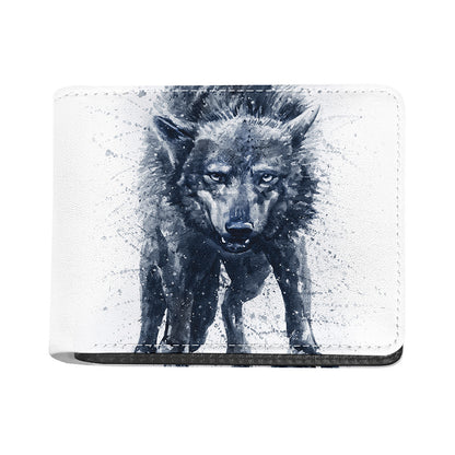 Watercolor Wolf Portrait Print Bifold Wallet
