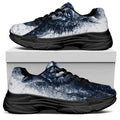 Watercolor Wolf Portrait Print Black Chunky Shoes