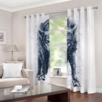 Watercolor Wolf Portrait Print Blackout Grommet Curtains