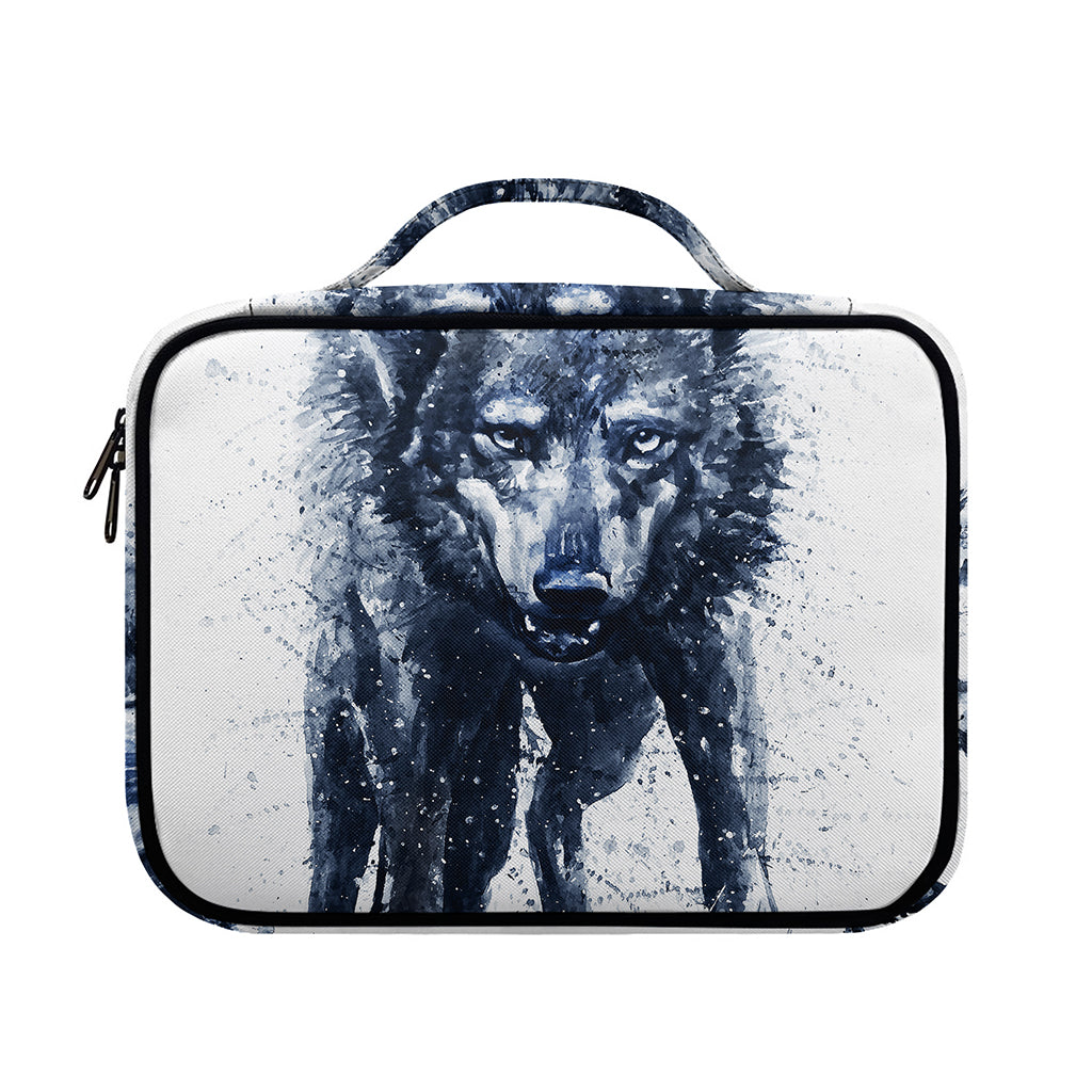 Watercolor Wolf Portrait Print Briefcase Bible Bag