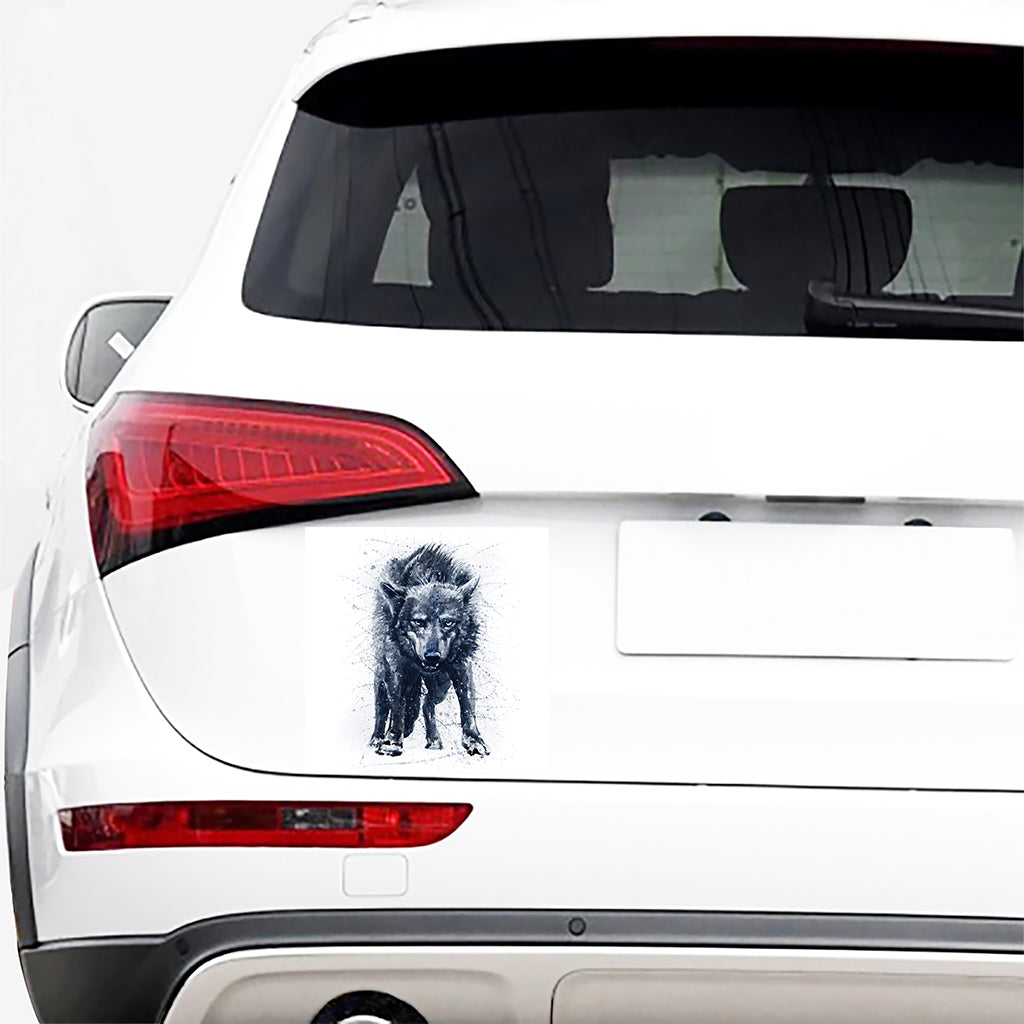 Watercolor Wolf Portrait Print Car Sticker