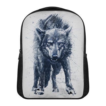 Watercolor Wolf Portrait Print Casual Backpack