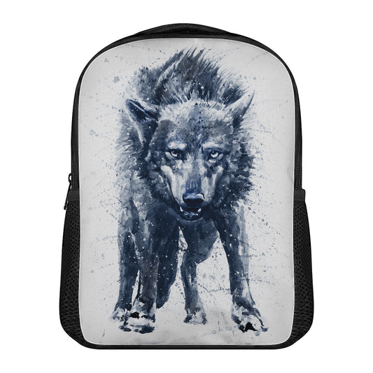 Watercolor Wolf Portrait Print Casual Backpack