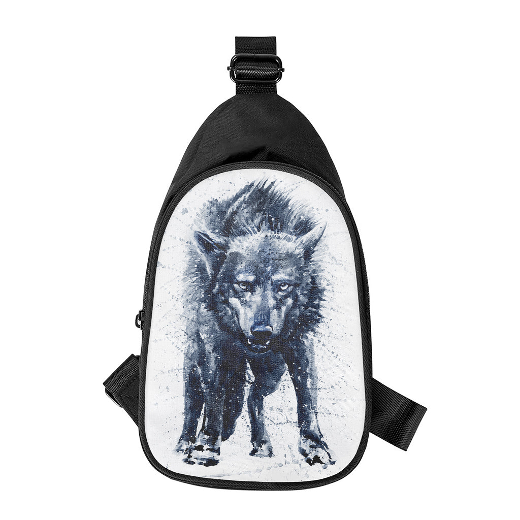 Watercolor Wolf Portrait Print Chest Bag