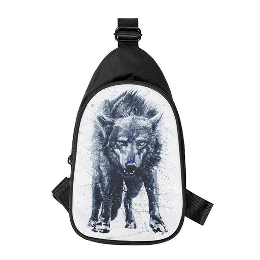 Watercolor Wolf Portrait Print Chest Bag
