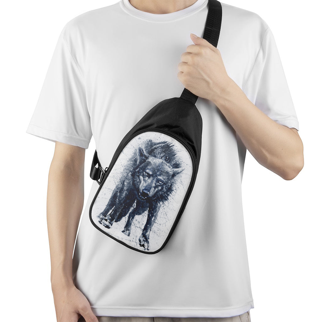 Watercolor Wolf Portrait Print Chest Bag
