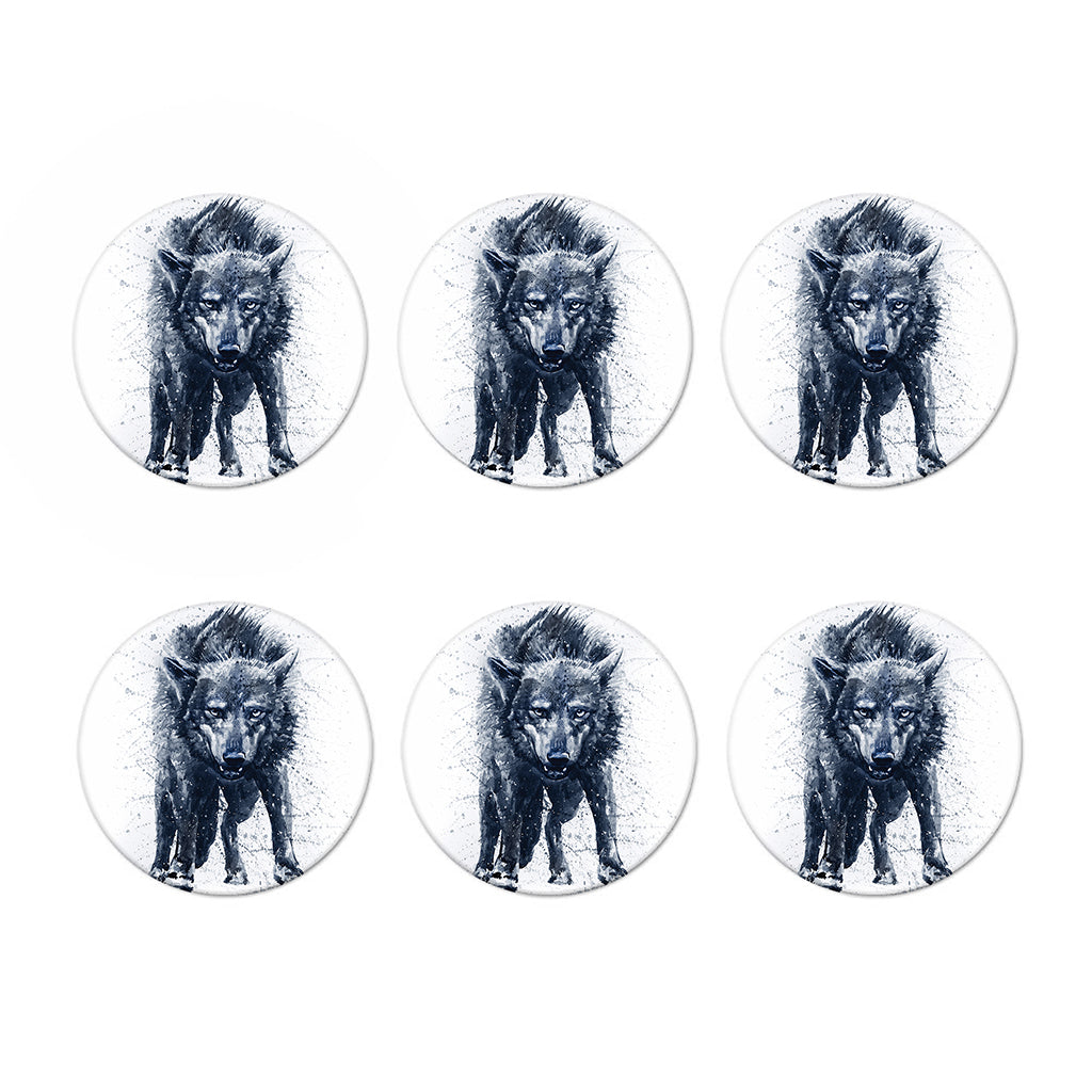 Watercolor Wolf Portrait Print Coaster Set