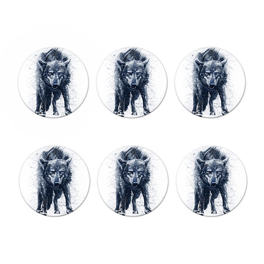 Watercolor Wolf Portrait Print Coaster Set