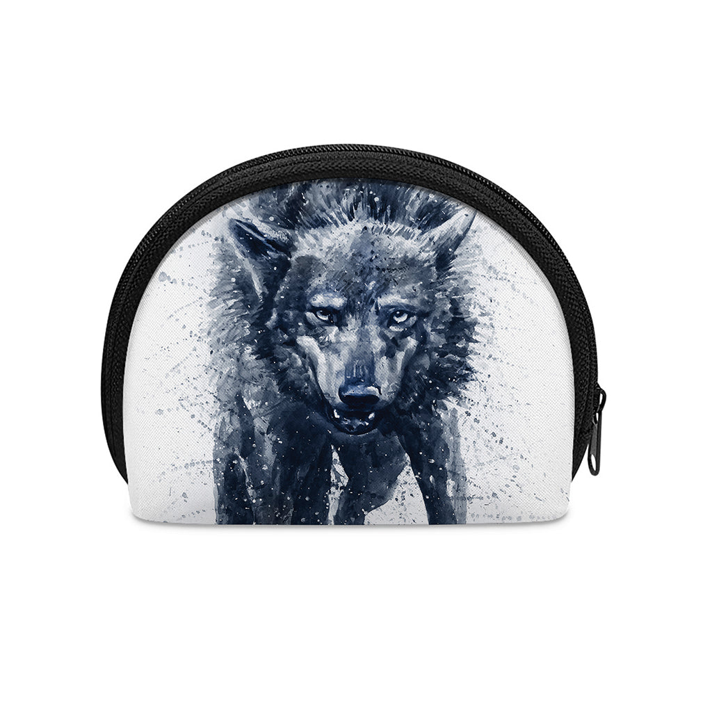 Watercolor Wolf Portrait Print Coin Purse
