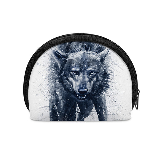Watercolor Wolf Portrait Print Coin Purse