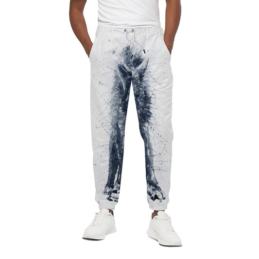 Watercolor Wolf Portrait Print Cotton Pants