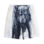Watercolor Wolf Portrait Print Cotton Shorts