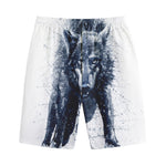 Watercolor Wolf Portrait Print Cotton Shorts