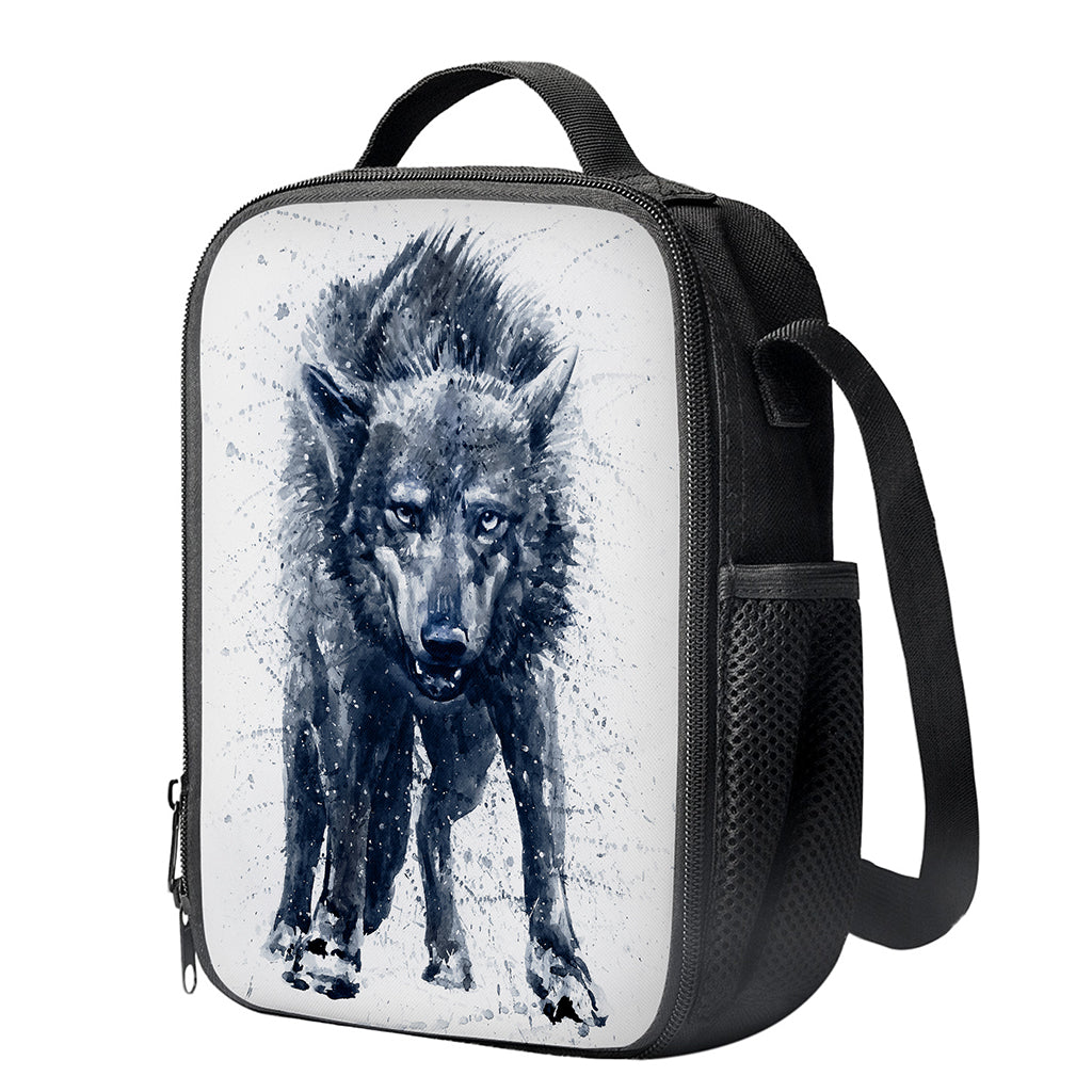 Watercolor Wolf Portrait Print Crossbody Lunch Bag