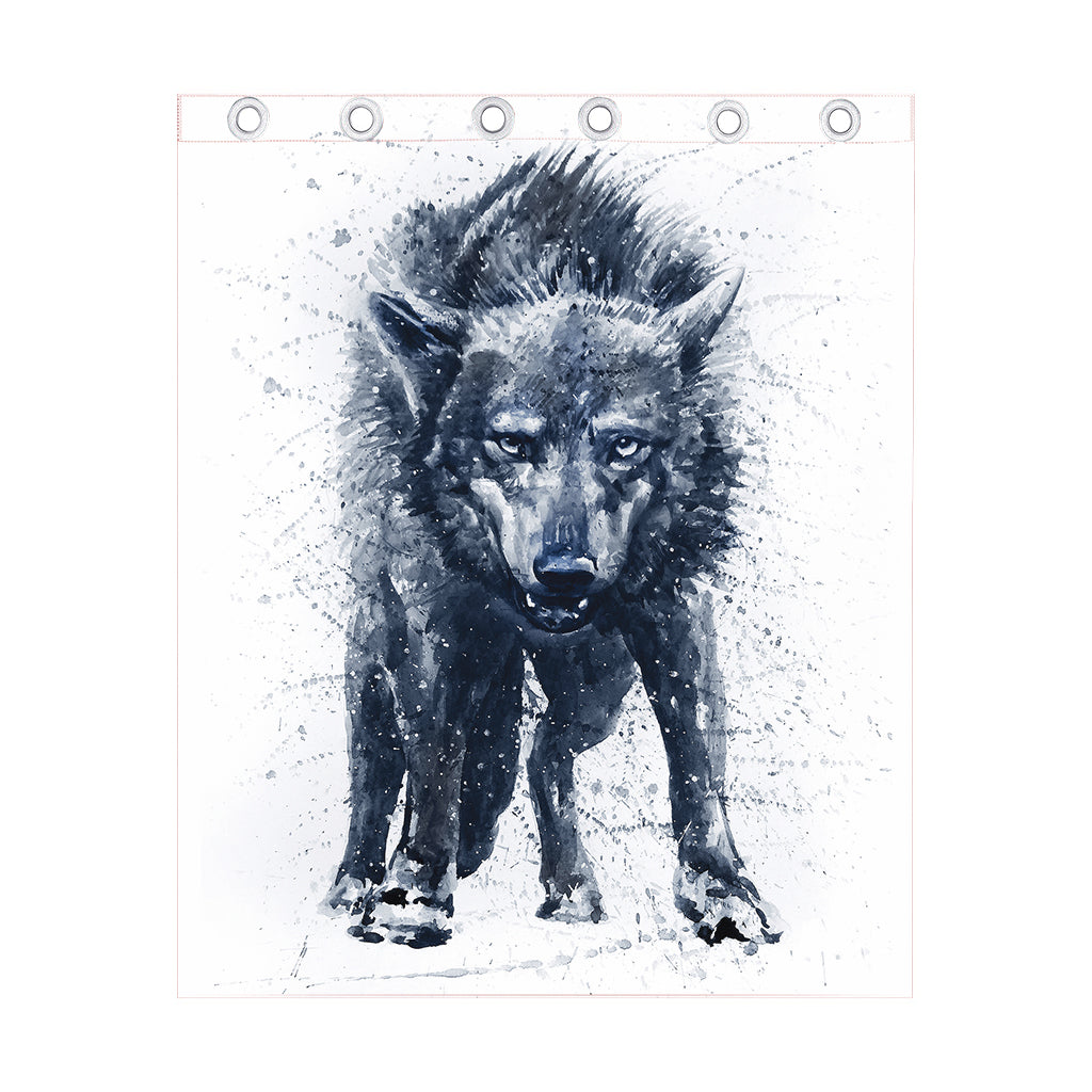 Watercolor Wolf Portrait Print Curtain