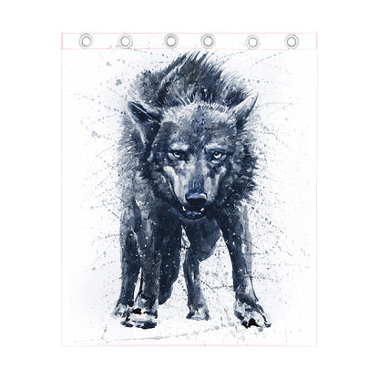 Watercolor Wolf Portrait Print Curtain