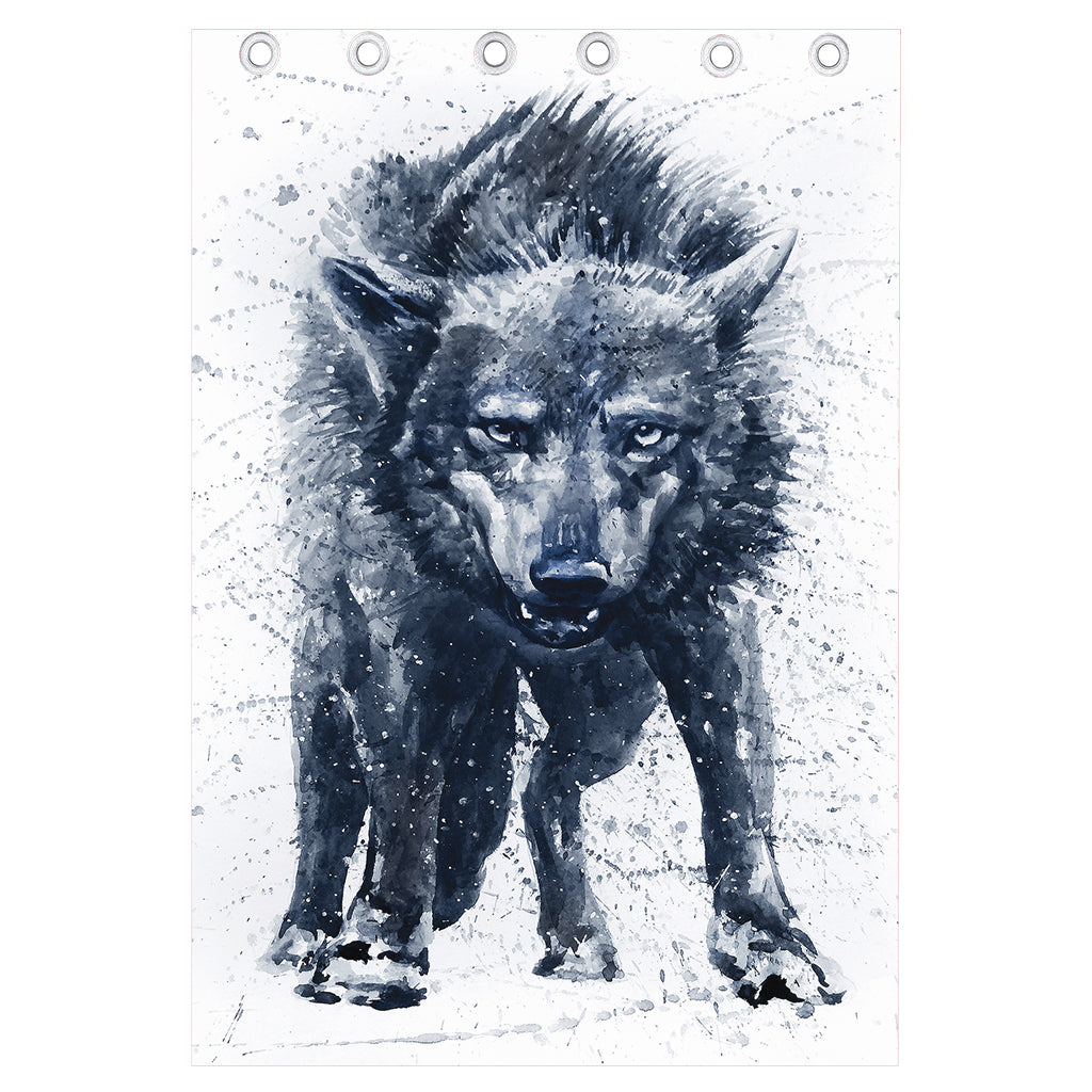 Watercolor Wolf Portrait Print Curtain