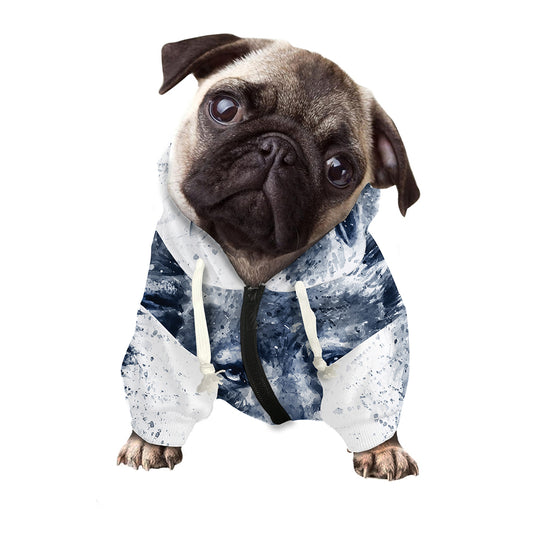 Watercolor Wolf Portrait Print Dog Zip Up Hoodie