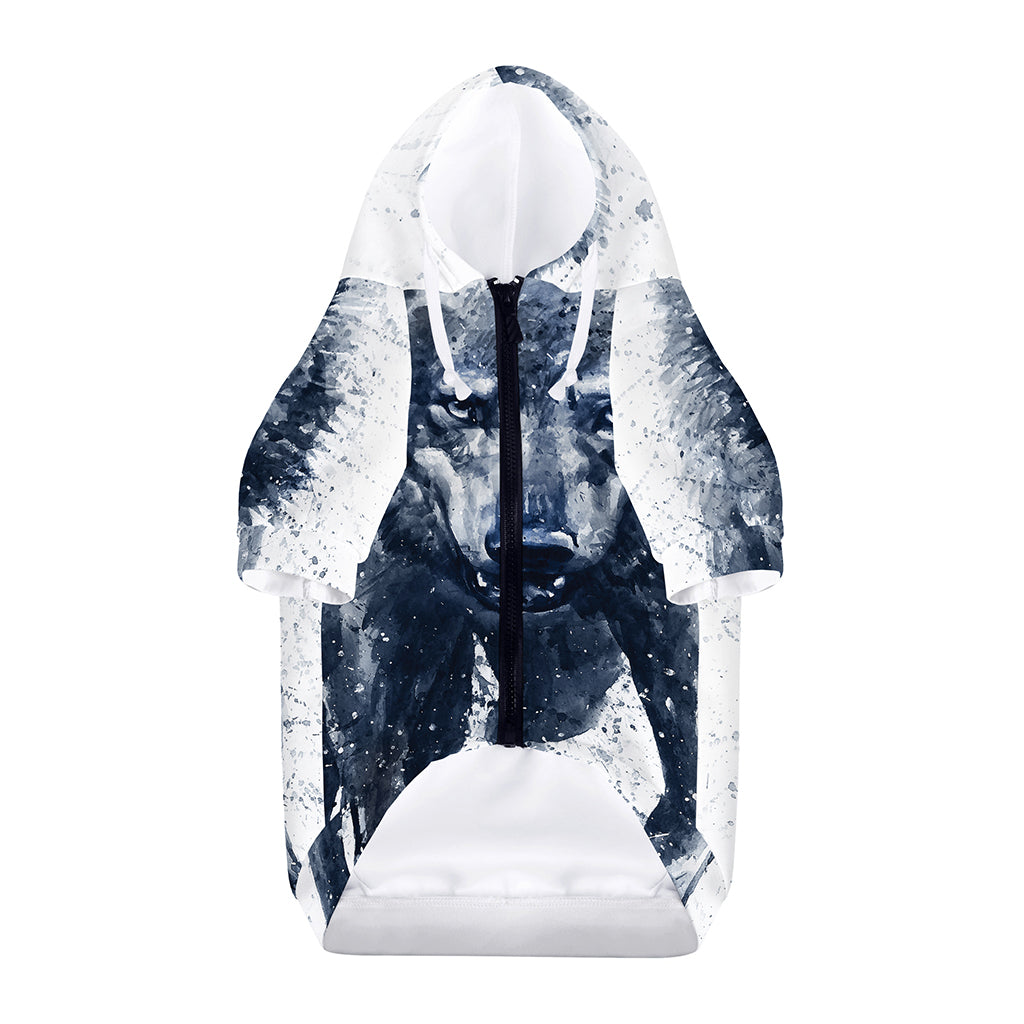 Watercolor Wolf Portrait Print Dog Zip Up Hoodie
