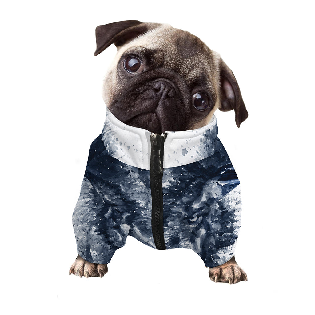 Watercolor Wolf Portrait Print Dog Zip Up Jacket