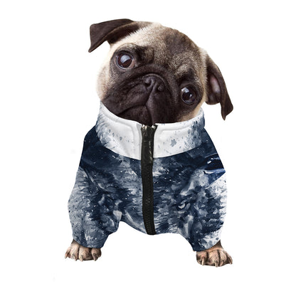 Watercolor Wolf Portrait Print Dog Zip Up Jacket