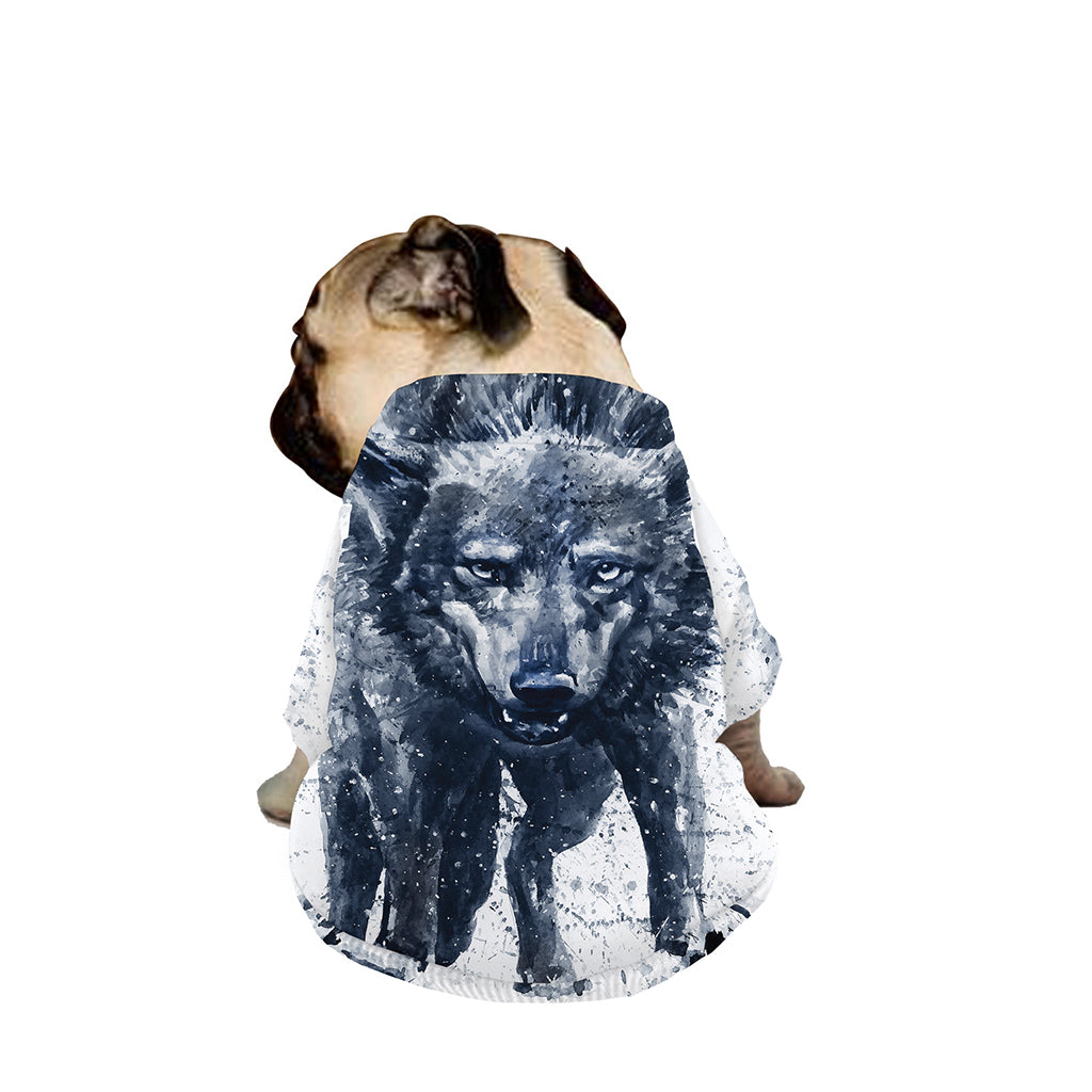 Watercolor Wolf Portrait Print Dog Zip Up Jacket