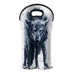 Watercolor Wolf Portrait Print Double Neoprene Wine Tote