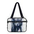 Watercolor Wolf Portrait Print Double Strap Bible Bag