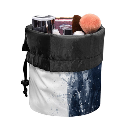 Watercolor Wolf Portrait Print Drawstring Makeup Bag