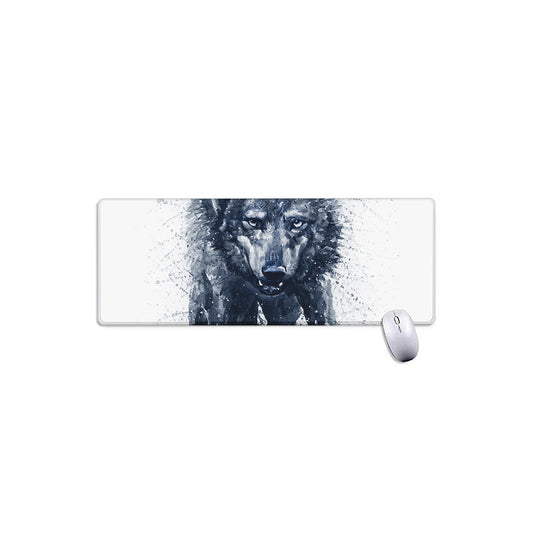 Watercolor Wolf Portrait Print Extended Mouse Pad