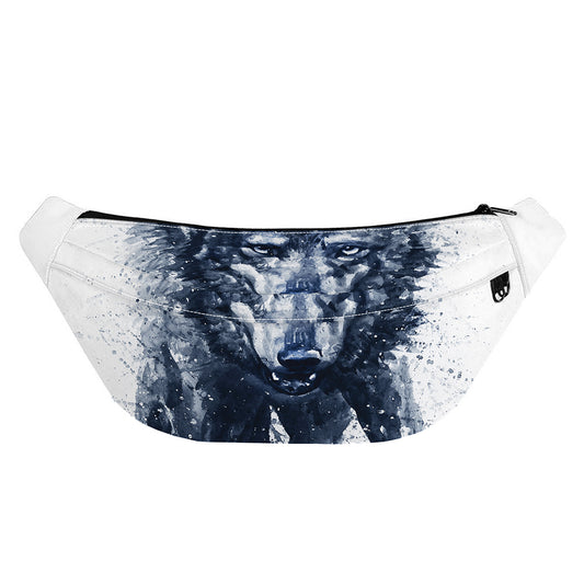 Watercolor Wolf Portrait Print Fanny Pack