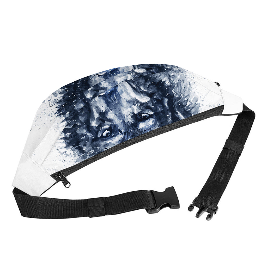 Watercolor Wolf Portrait Print Fanny Pack