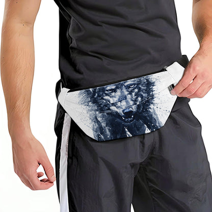 Watercolor Wolf Portrait Print Fanny Pack