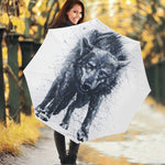 Watercolor Wolf Portrait Print Foldable Umbrella