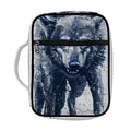 Watercolor Wolf Portrait Print Front Pocket Bible Bag