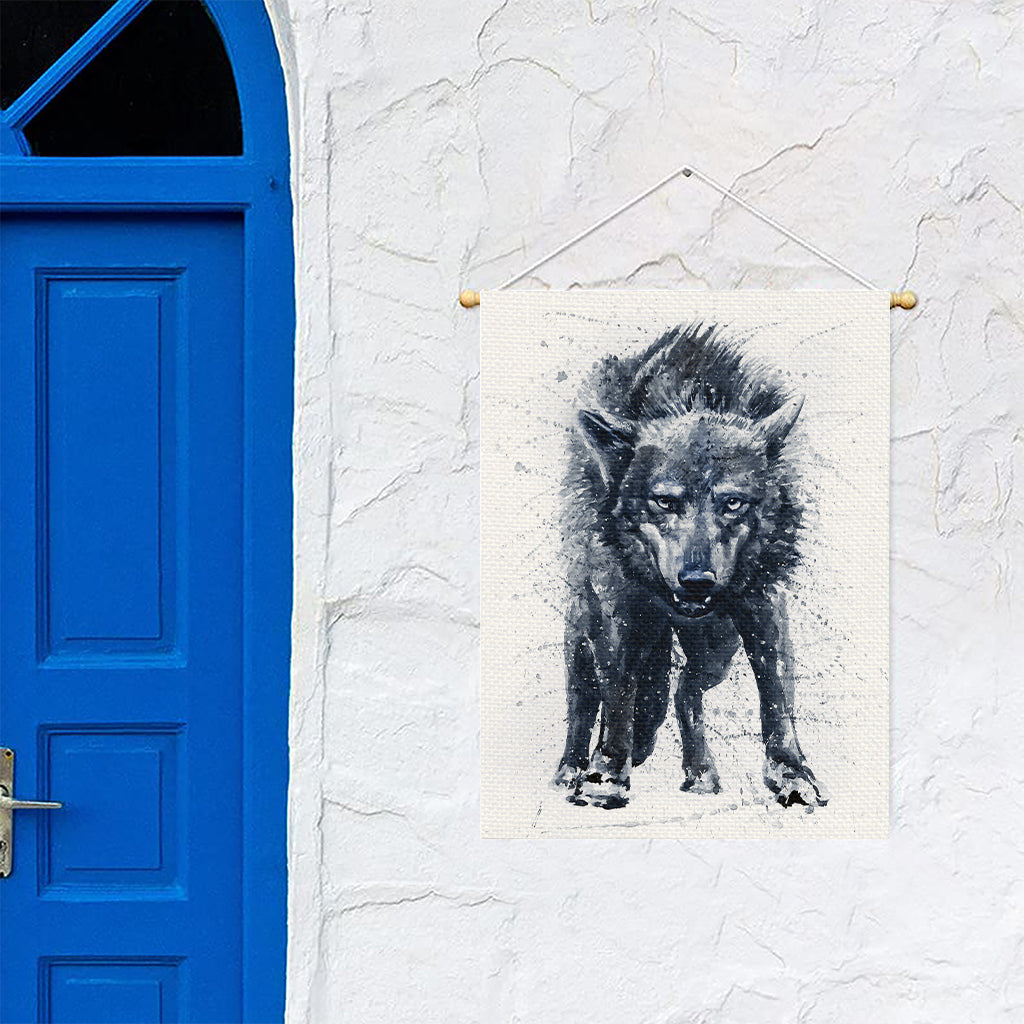 Watercolor Wolf Portrait Print Garden Flag