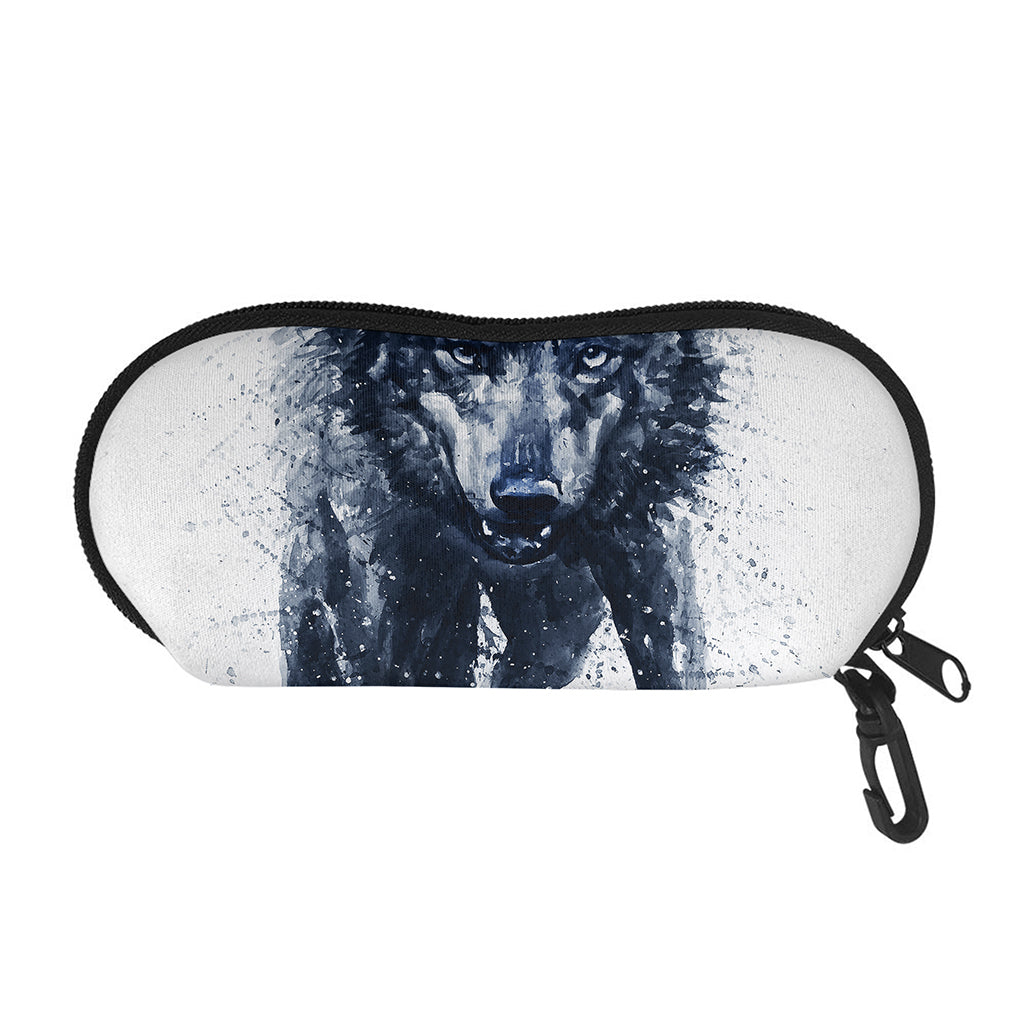 Watercolor Wolf Portrait Print Glasses Case